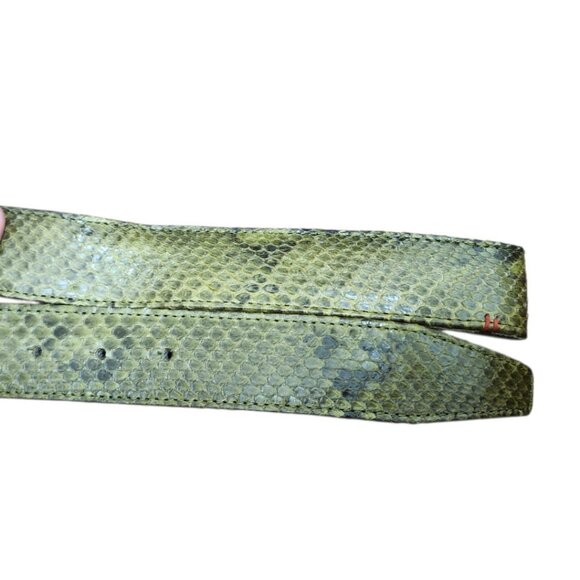 Claris Virot Baby Belt Khaki Python Leather Snap Belt Buckle Not Included - Picture 7 of 14